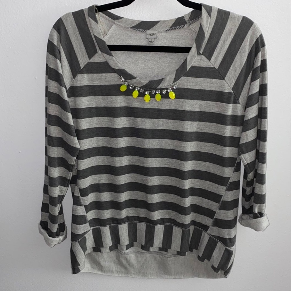Lauter Striped Jeweled Sweater Top